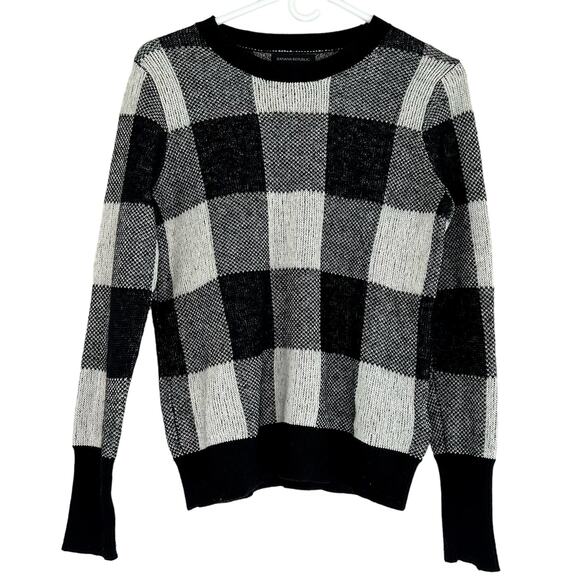 Banana Republic Buffalo check crewneck sweater knit rustic winter holiday XS - Picture 1 of 8